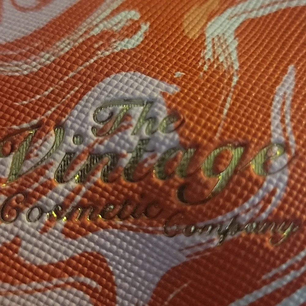 Cosmetic Pouch The Vintage‎ Cosmetic Company Orange Swirl Faux Leather, NWT